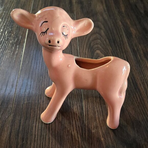 Vintage (MCM) MCCOY Pottery Pink Baby Calf Planter RARE - Picture 1 of 13
